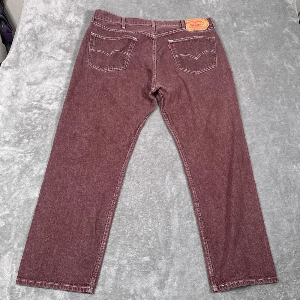 Vintage Levis 501 XX Jeans Mens 42x32 (Fits 40x29) )Burgundy Button Fly Straight - Picture 4 of 11